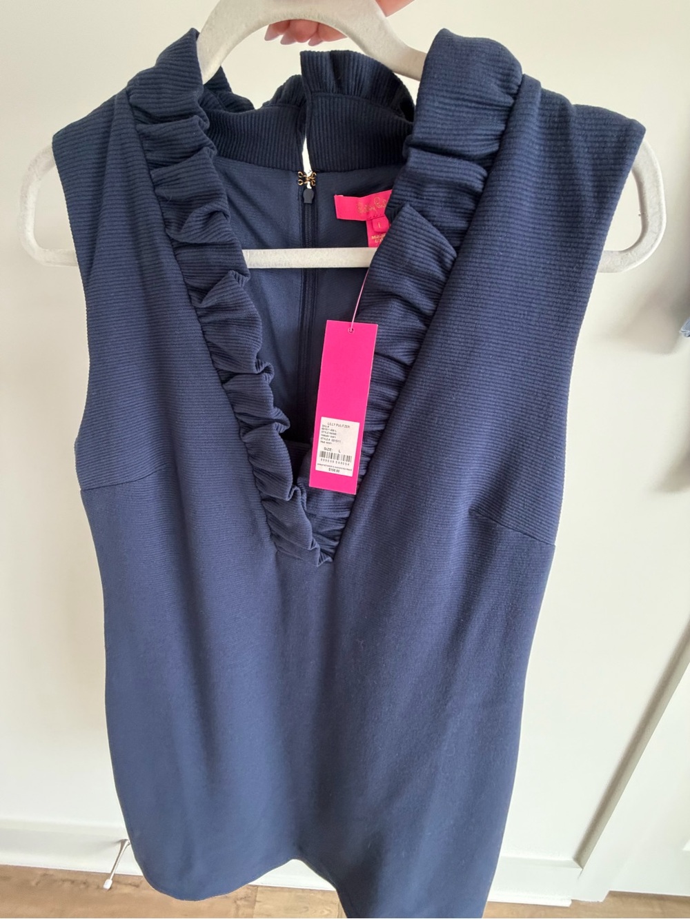 Lilly Pulitzer Navy Ruffle V-Neck Shift Dress-NWT - Picture 5 of 12